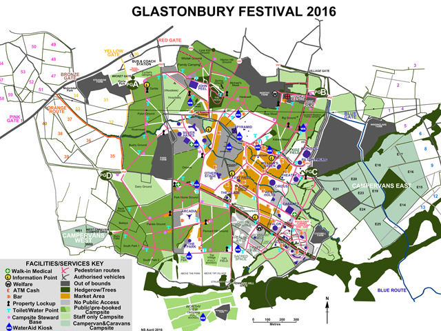 Карта территории фестиваля Glastonbury